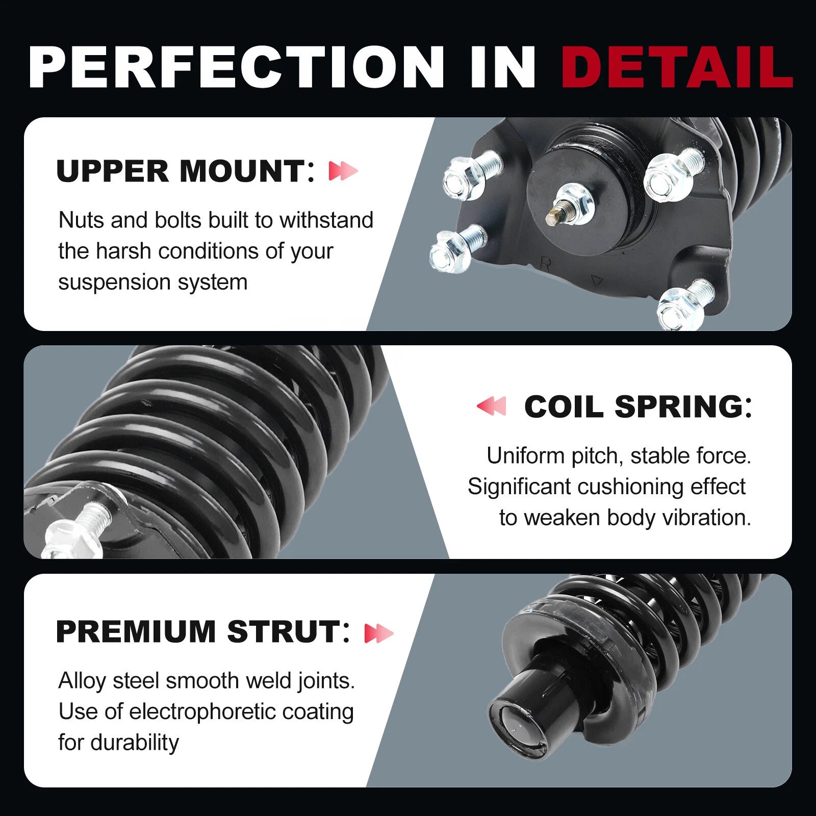 Front Pair Strut Assembly with Coil Spring for Dodge Nitro (2007-2020) & Jeep Liberty (2002-2012)