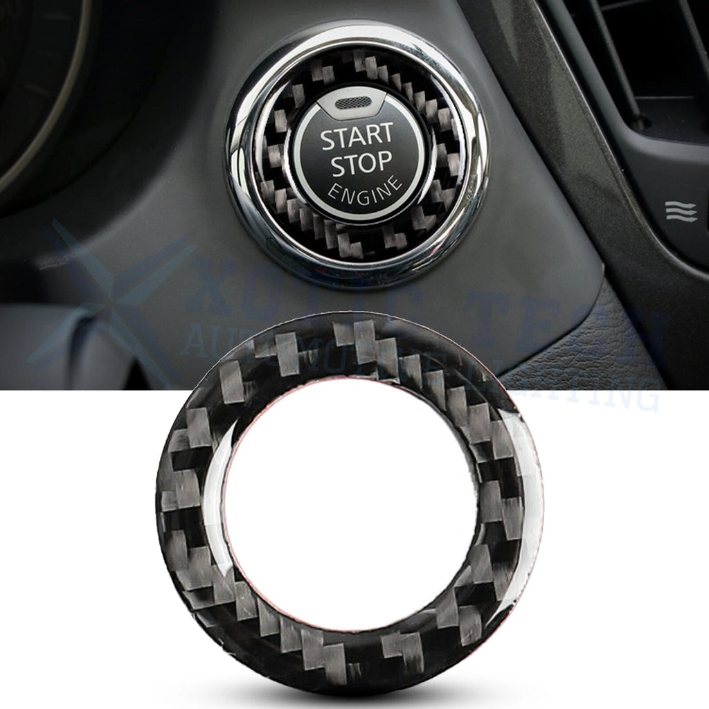 Real Carbon Fiber Engine Start Stop Push Button Ring Trim for Infiniti Q50 (2014–2019)