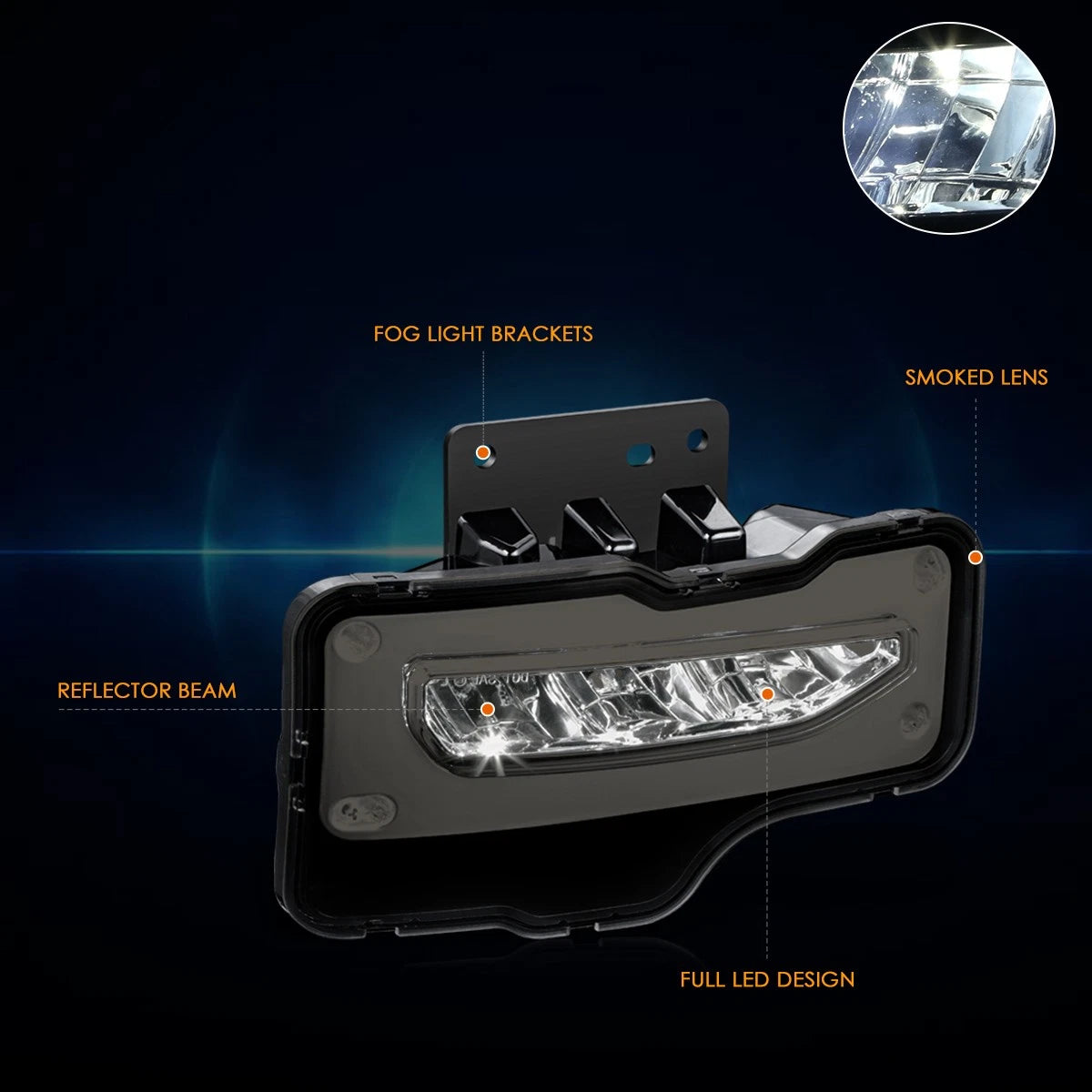 Full LED Smoked Lens Front Fog Lights for GMC Sierra 1500 Limited (2016–2018)