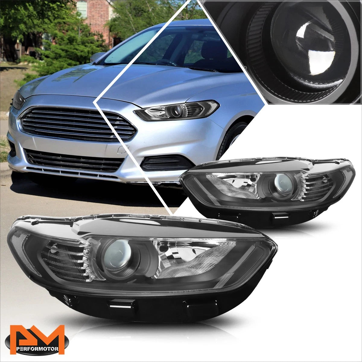 OE Style Projector Headlights for Ford Fusion (2013–2016) Black Housing