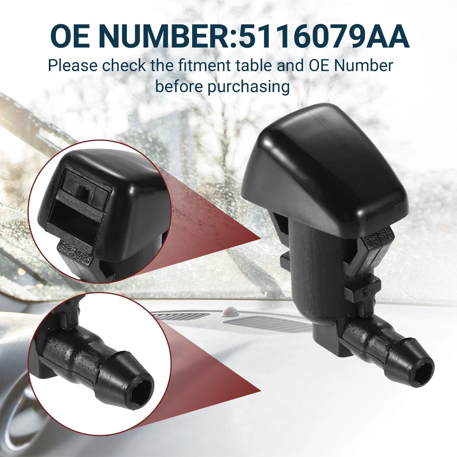 Windshield Washer Nozzle Set for Chrysler 300  with Hose & Connectors