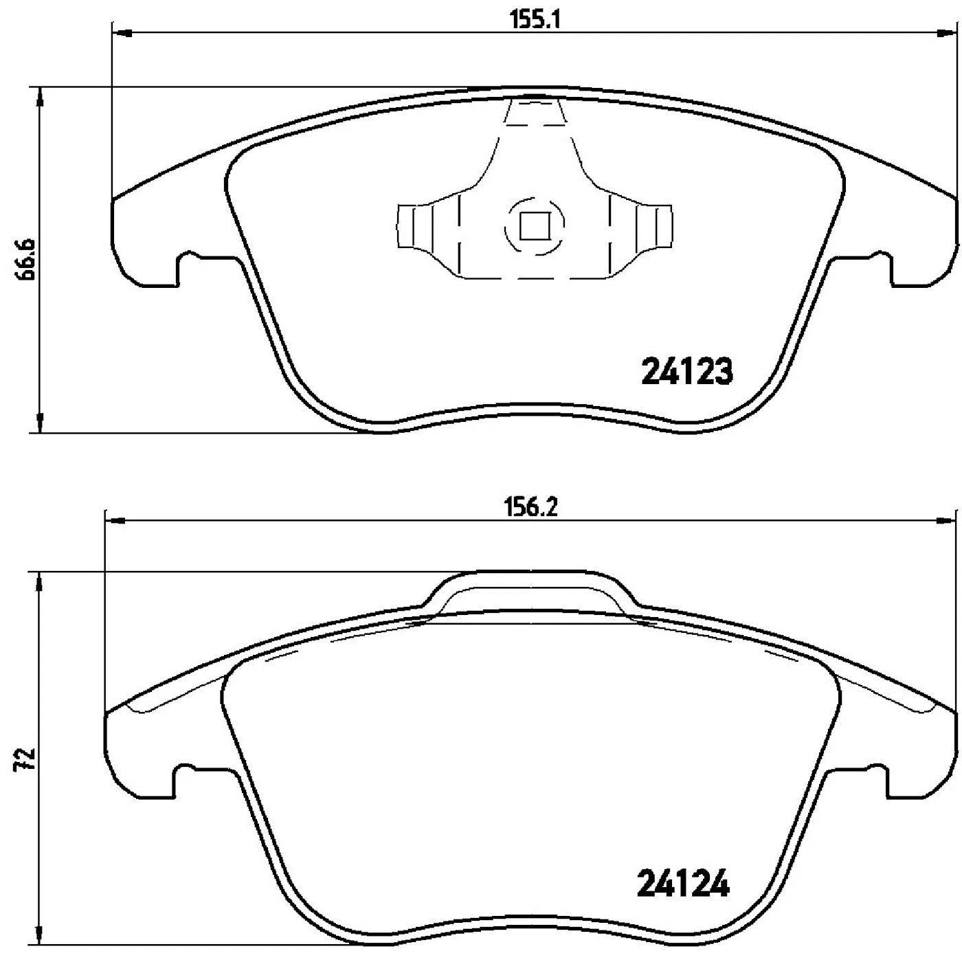 Set of 2 Brembo Brake Pads for Jaguar XE, Volvo V60