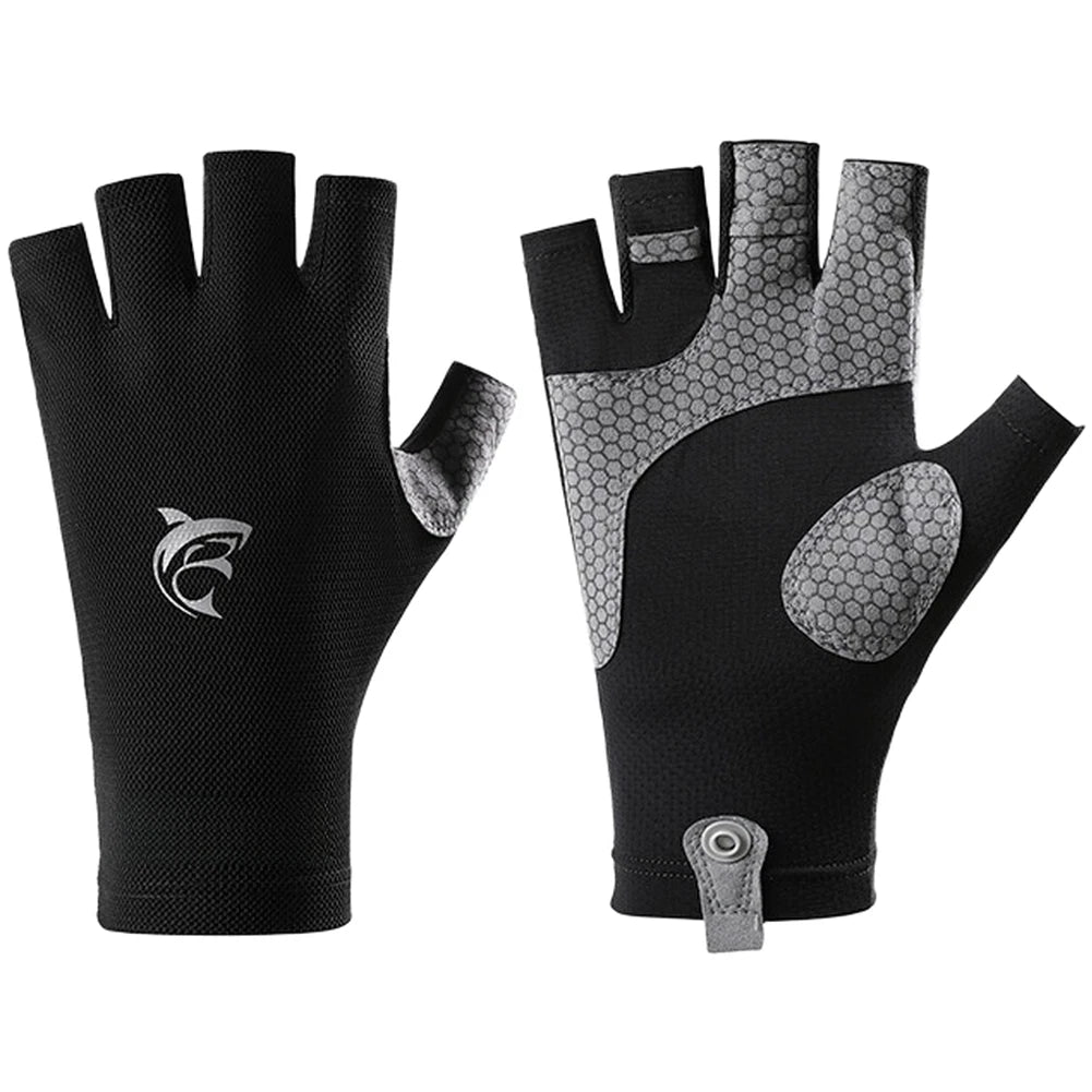 Half Finger Fishing Gloves with UV Protection, Non-Slip Latex