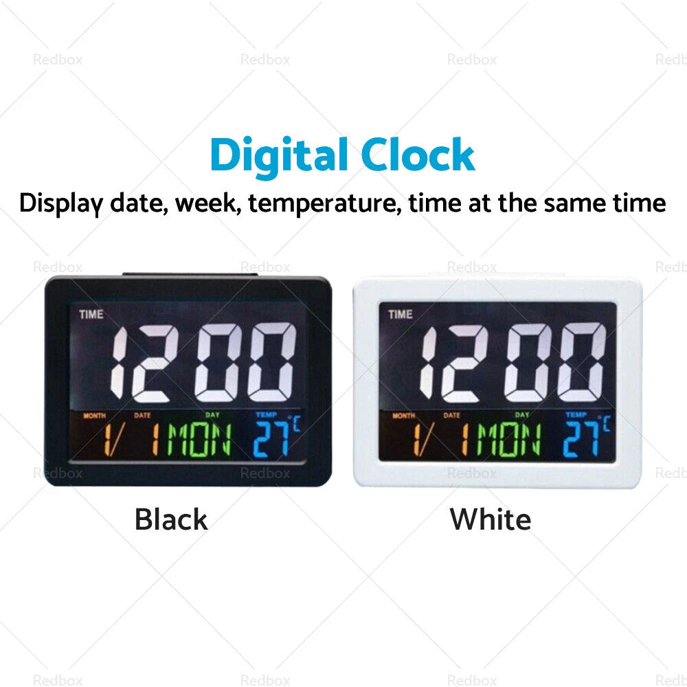 LED Wall Desk Clock with Calendar and Temperature for Home Office (02-19)