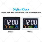LED Wall Desk Clock with Calendar and Temperature for Home Office (02-19)