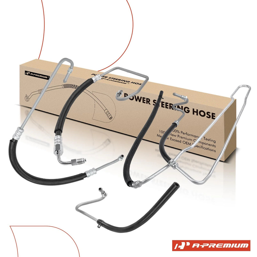 Set of 4 Power Steering Pressure & Return Line Hoses for Chevy Express (2003–2023)