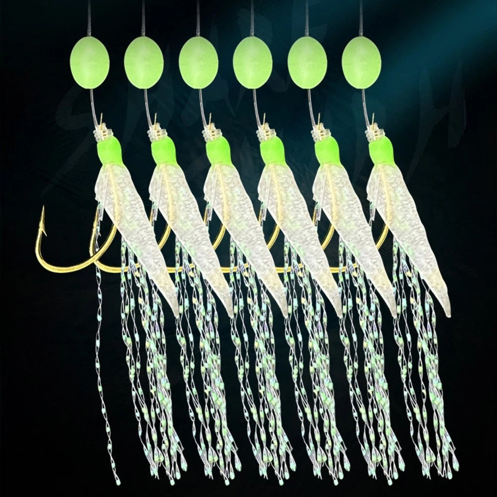 Set of 5 Sabiki Soft Fishing Lure Rigs with Hook Sizes 8-18
