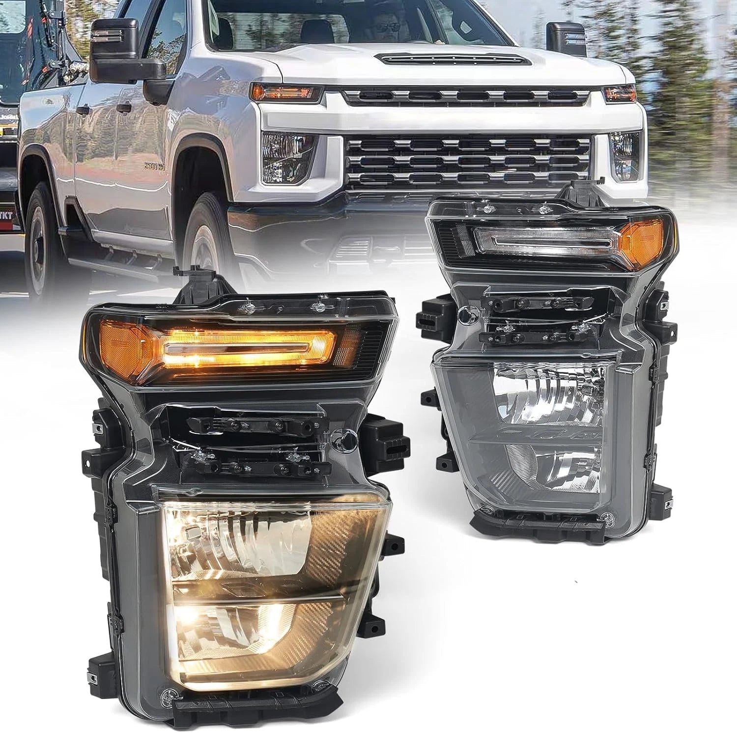 Halogen Headlight Set for Chevy Silverado 2500HD 3500HD (2024–2025)