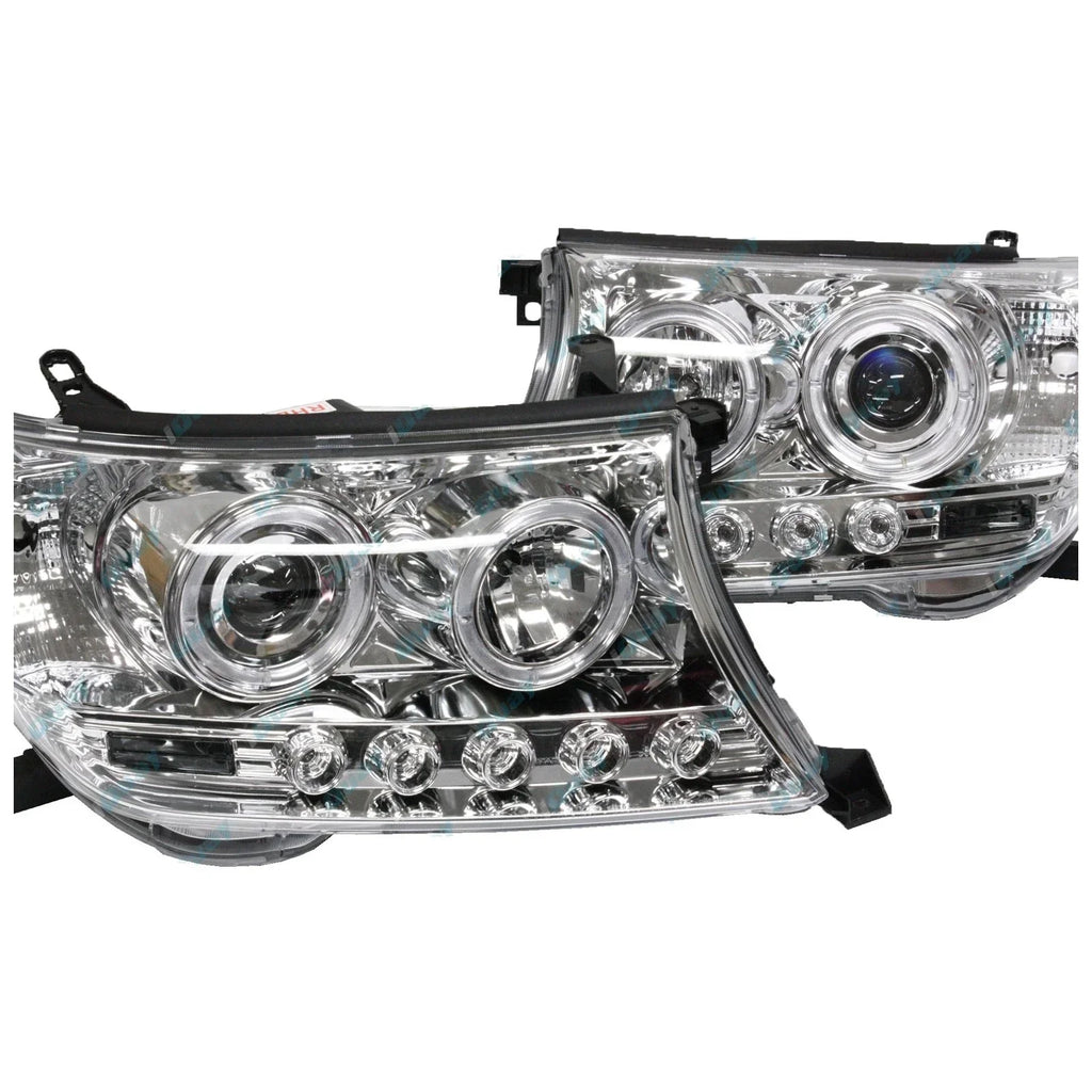 Angel-eye Projector LED Chrome Headlights for Landcruiser 200 Series (2007-2015)