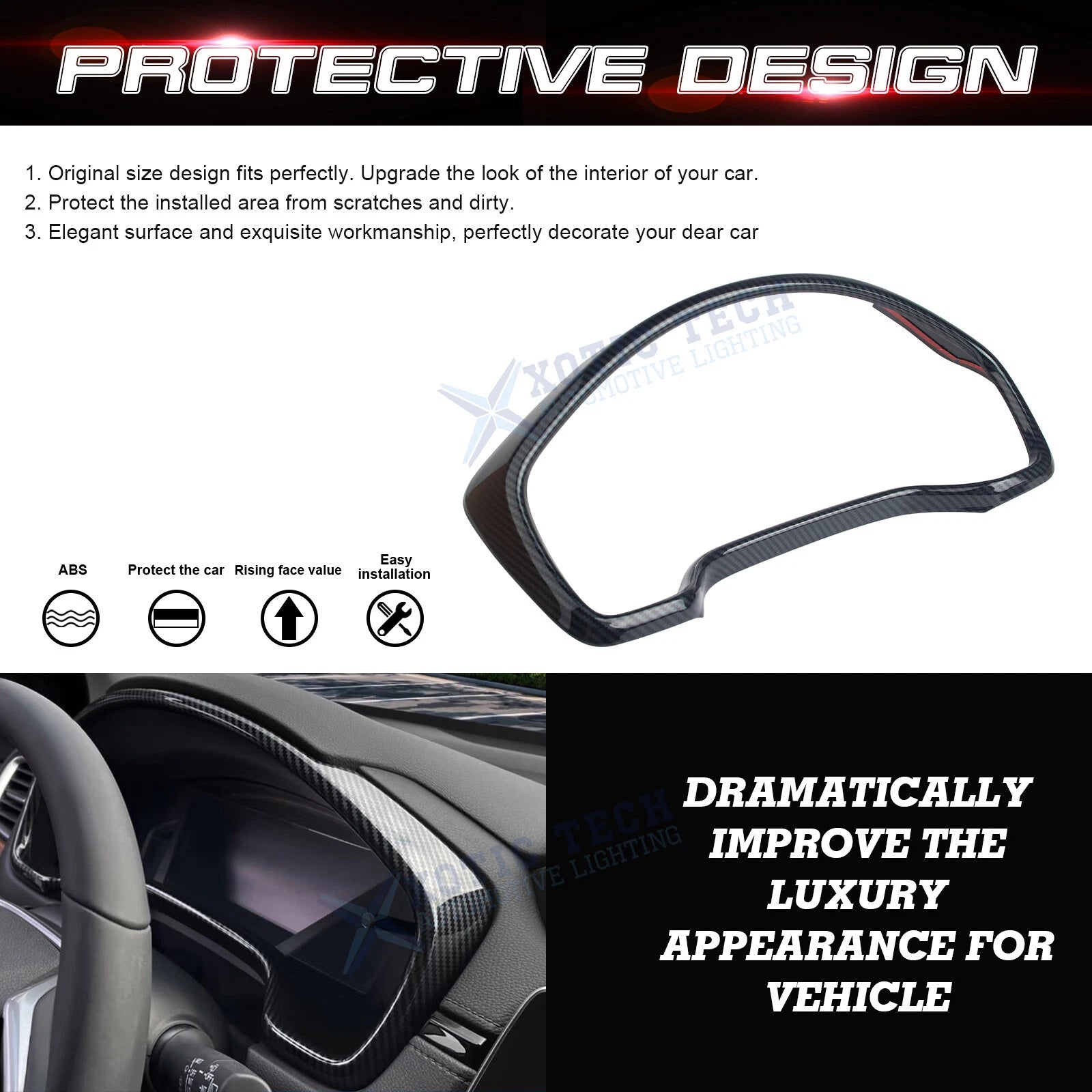 Carbon Fiber Black Dashboard Instrument Panel Cover for Honda CR-V (2017-2022)