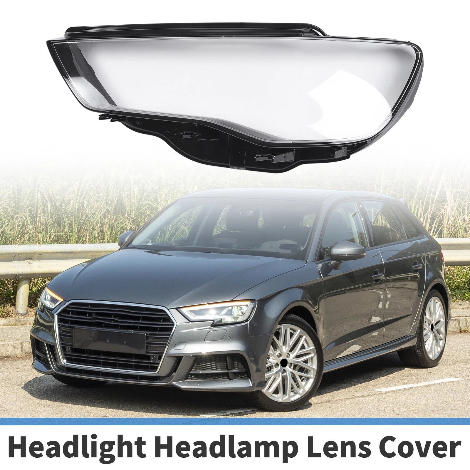 1 Pc Headlight Lens Cover for Audi A3 (2013–2015) Black
