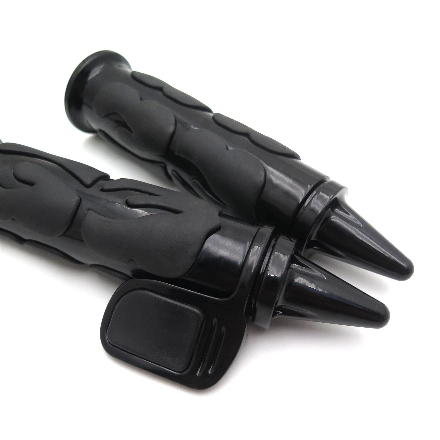 Black Flame Spike Handle Bar Grip 7/8" for Honda Suzuki Kawasaki (Y)