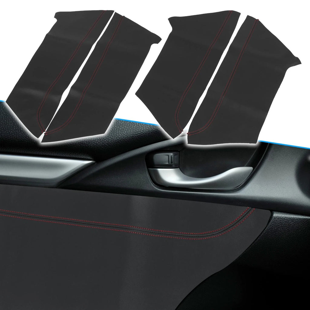 8Pcs Door Panel Armrest Cover for Honda Civic (2016–2020) Black Red Line