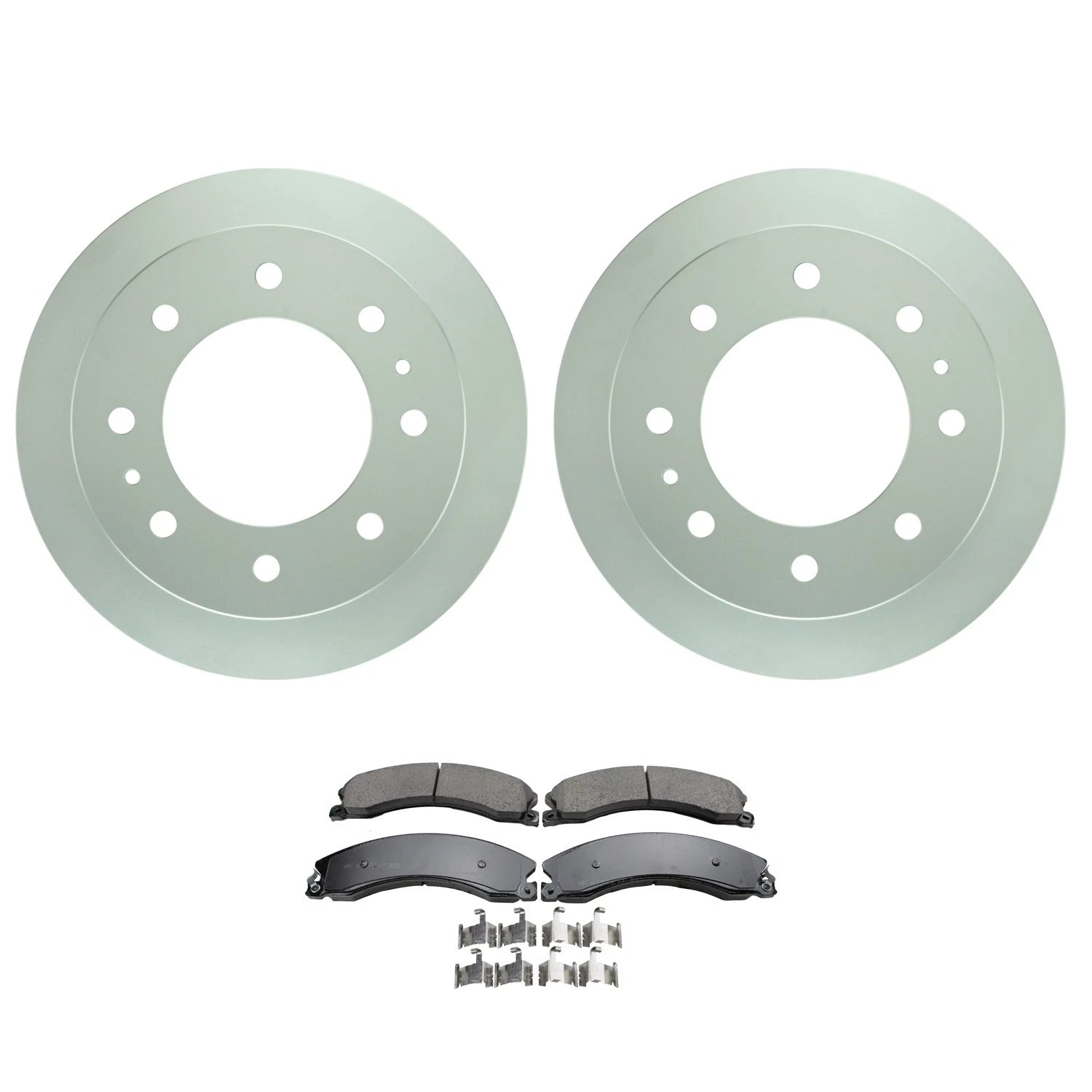 Set of 4 Bosch QuietCast Rear Rotors & Akebono ProACT Pads for GMC