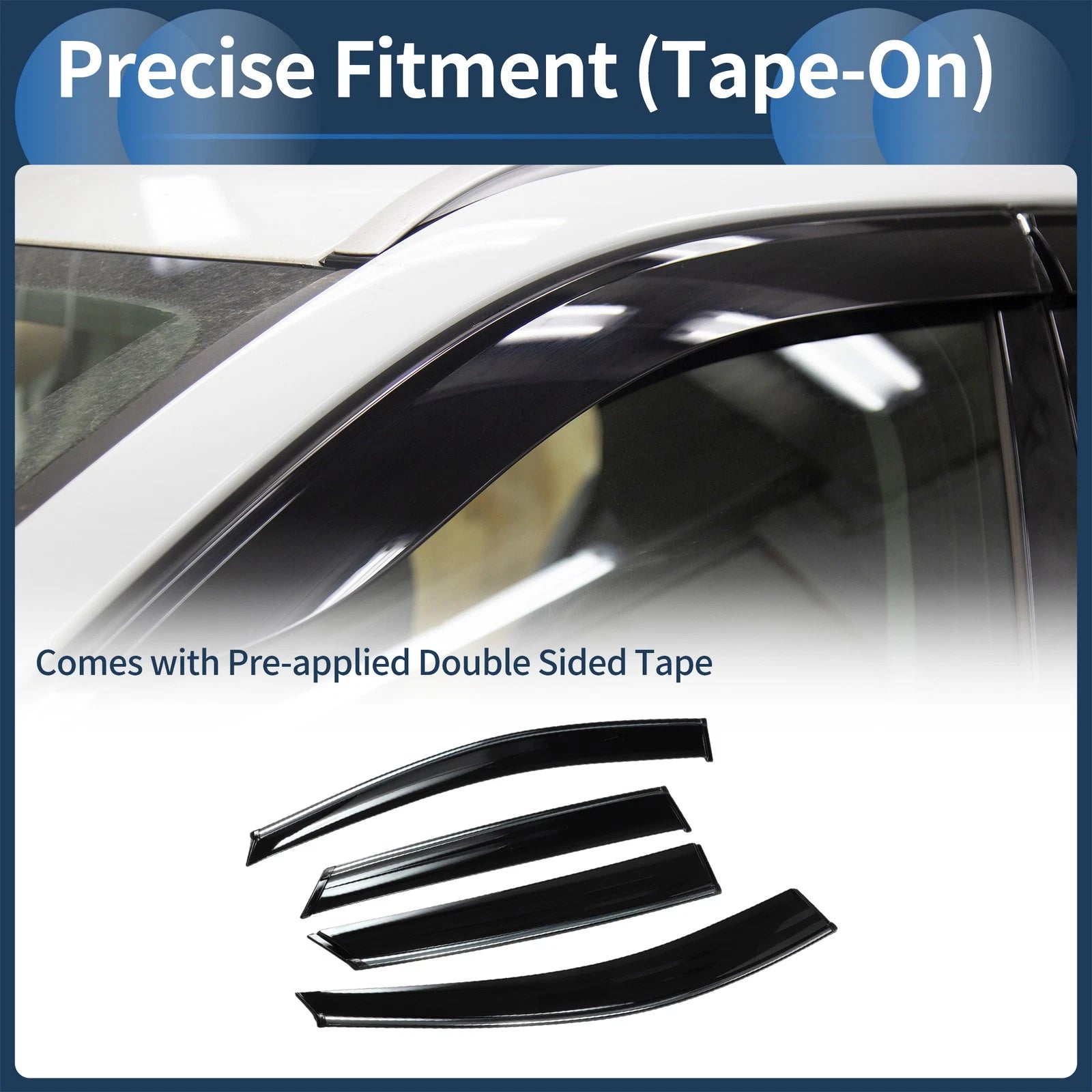 Set of 4 Window Deflectors for Hyundai Tucson (2010) - Black Vent Visors