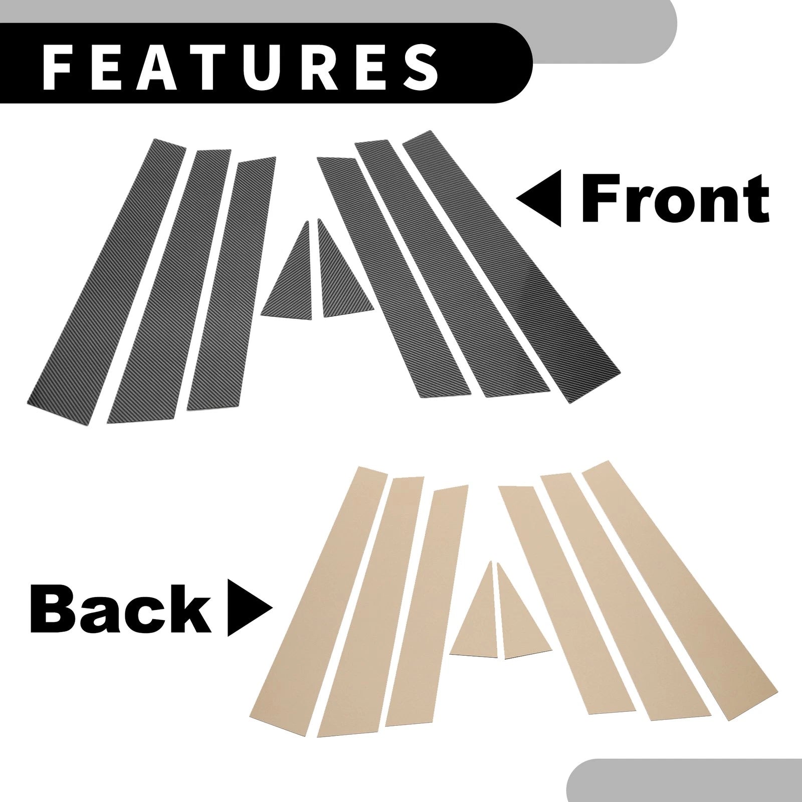 8 Pcs Window Trim Cover for Subaru Forester (2008–2012) Black Carbon Fiber