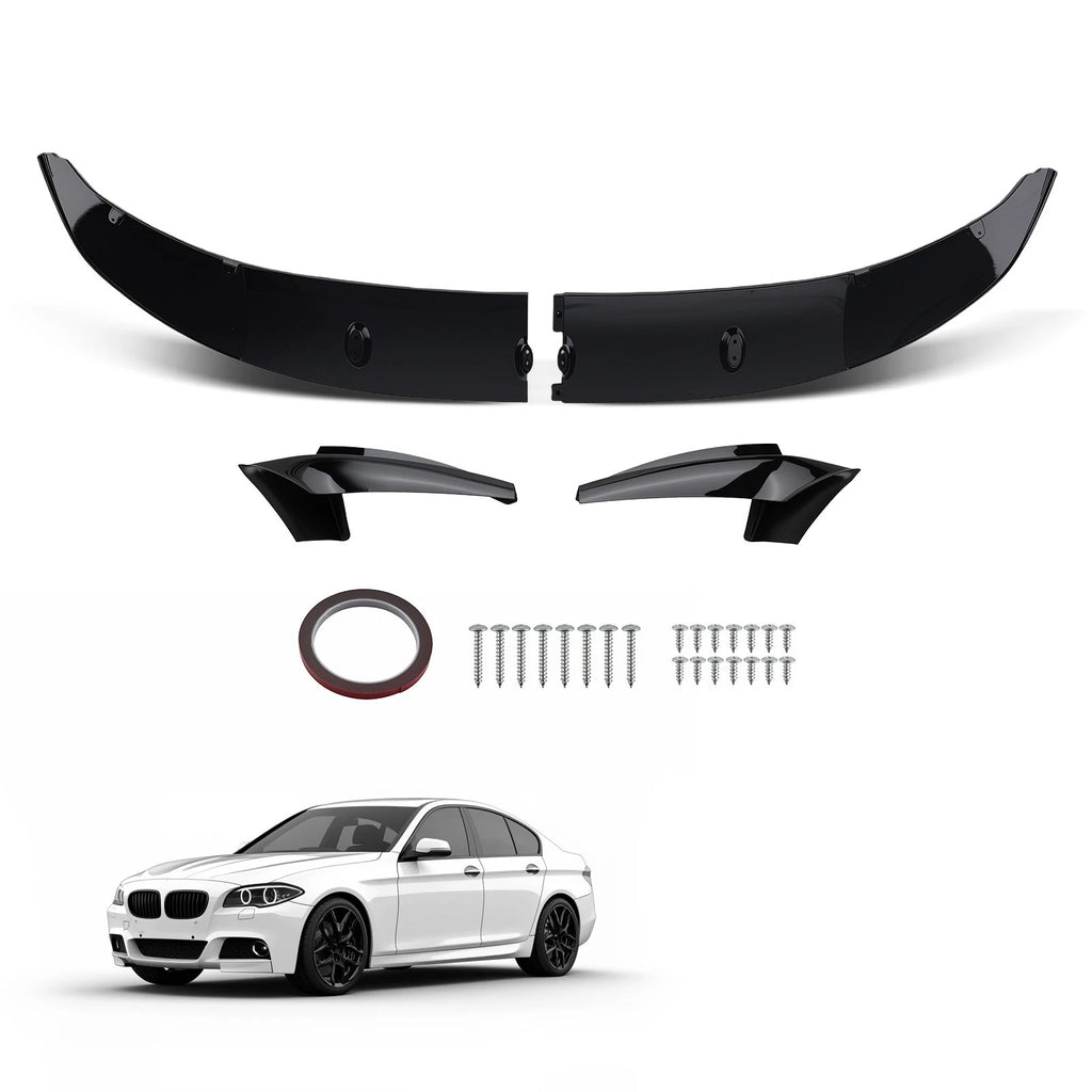 Front Bumper Lip Spoiler for BMW F10 5 Series M Sport (2011–2016) Gloss Black ABS