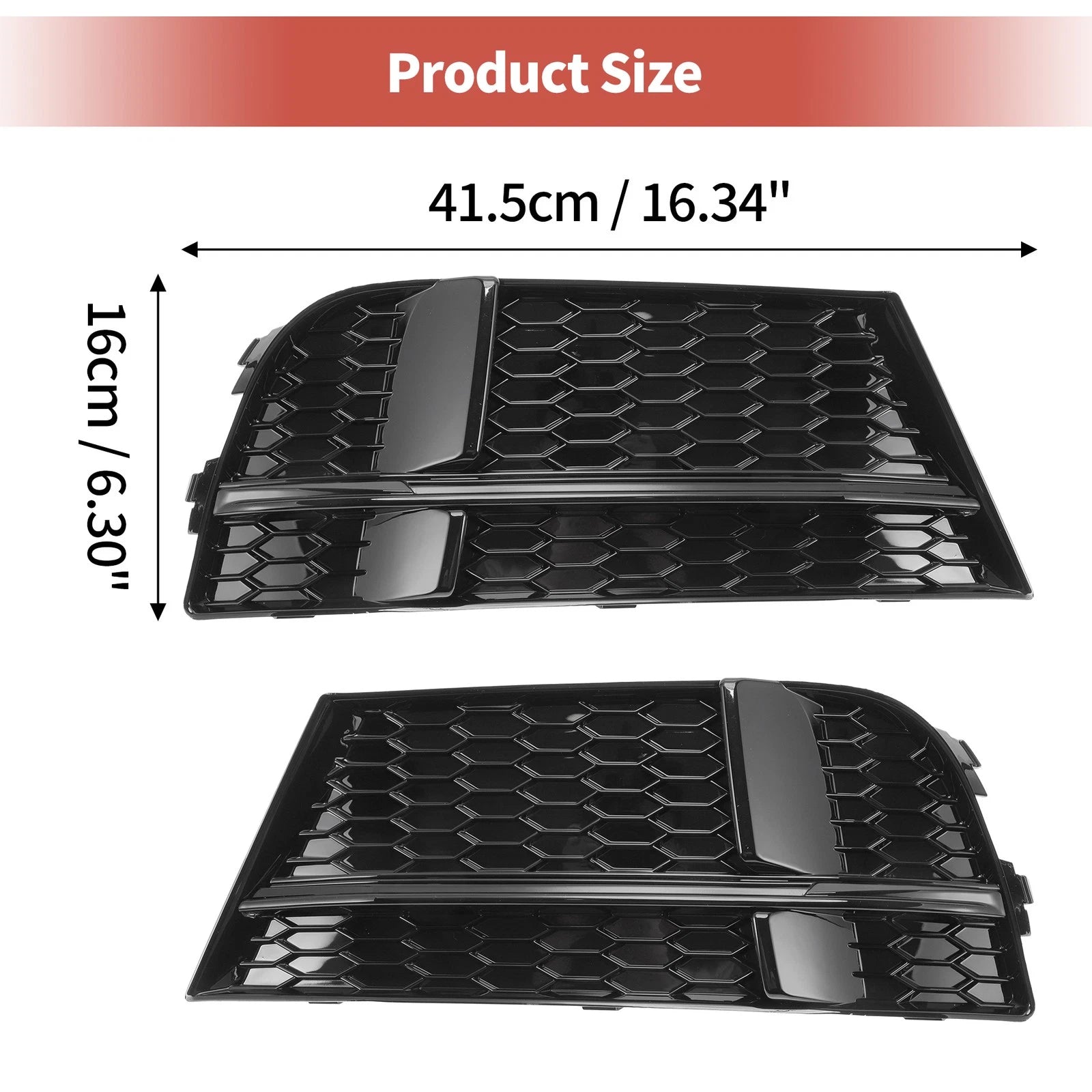 1 Pair Front Fog Light Grill for Audi A3 (2013–2020) No. 8V3807681ABESM/8V3807682NESM