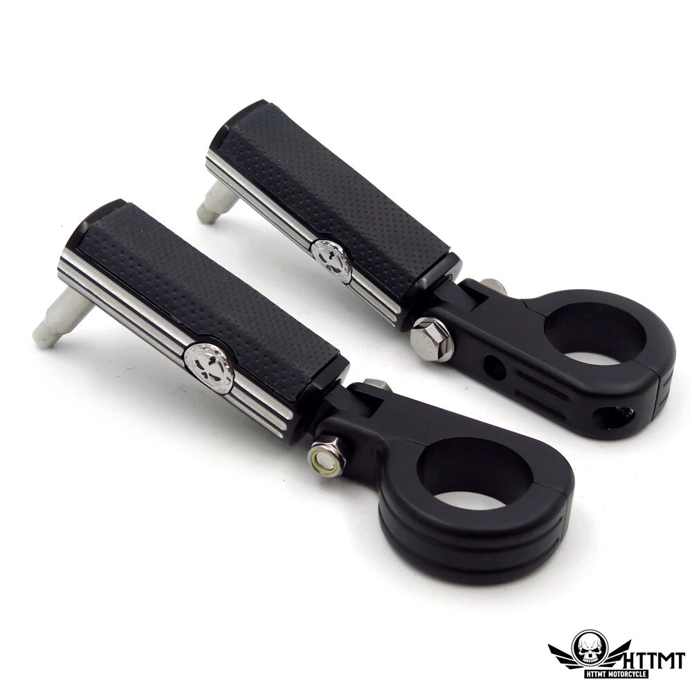 1.25" 32mm Black Skull Gear Foot Pegs for Harley Touring