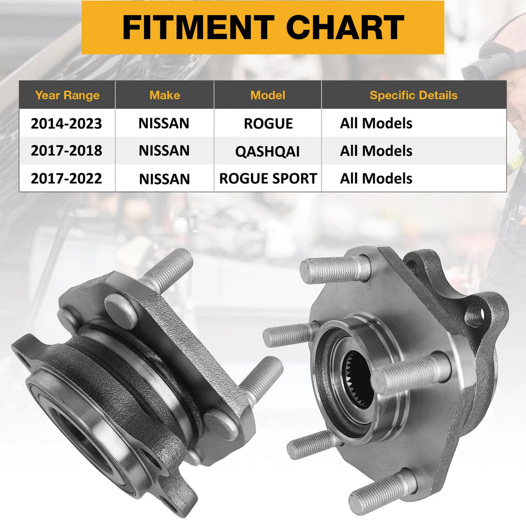 Front Wheel Bearing Hubs Assembly for Nissan Rogue (2014–2023) Rogue Sport (2017–2022)