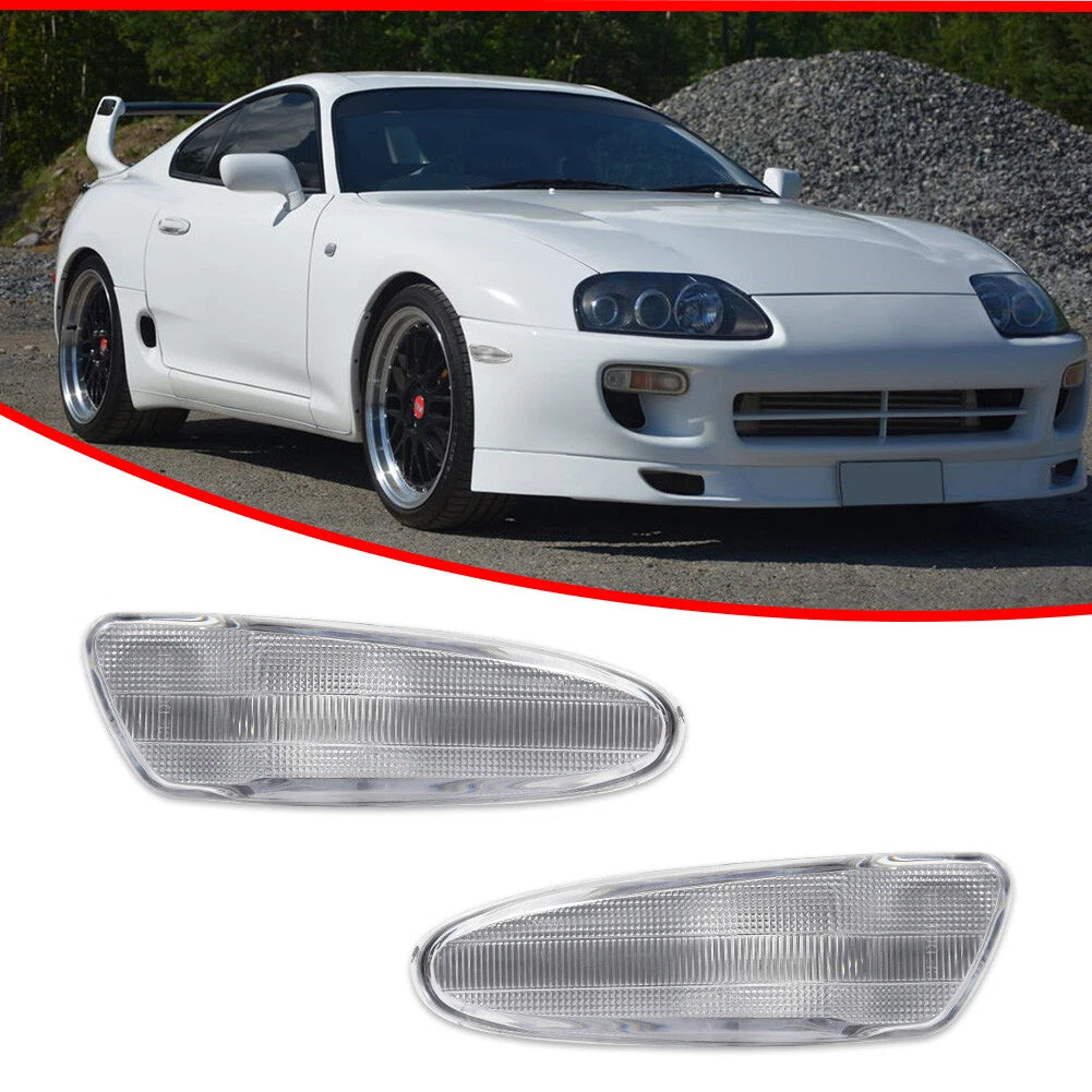 Clear Plastic Lens Front Side Marker Lights for Toyota Supra (1997–1998)