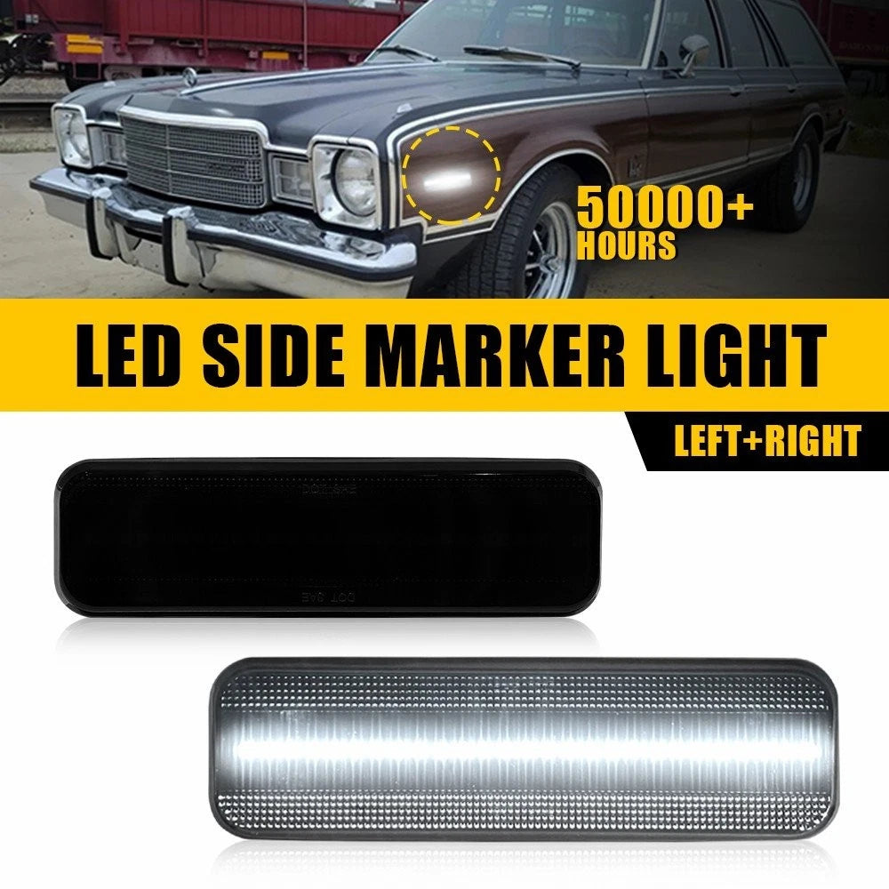 2X Smoked White LED Side Marker Lights for Plymouth Horizon (1979–1983)