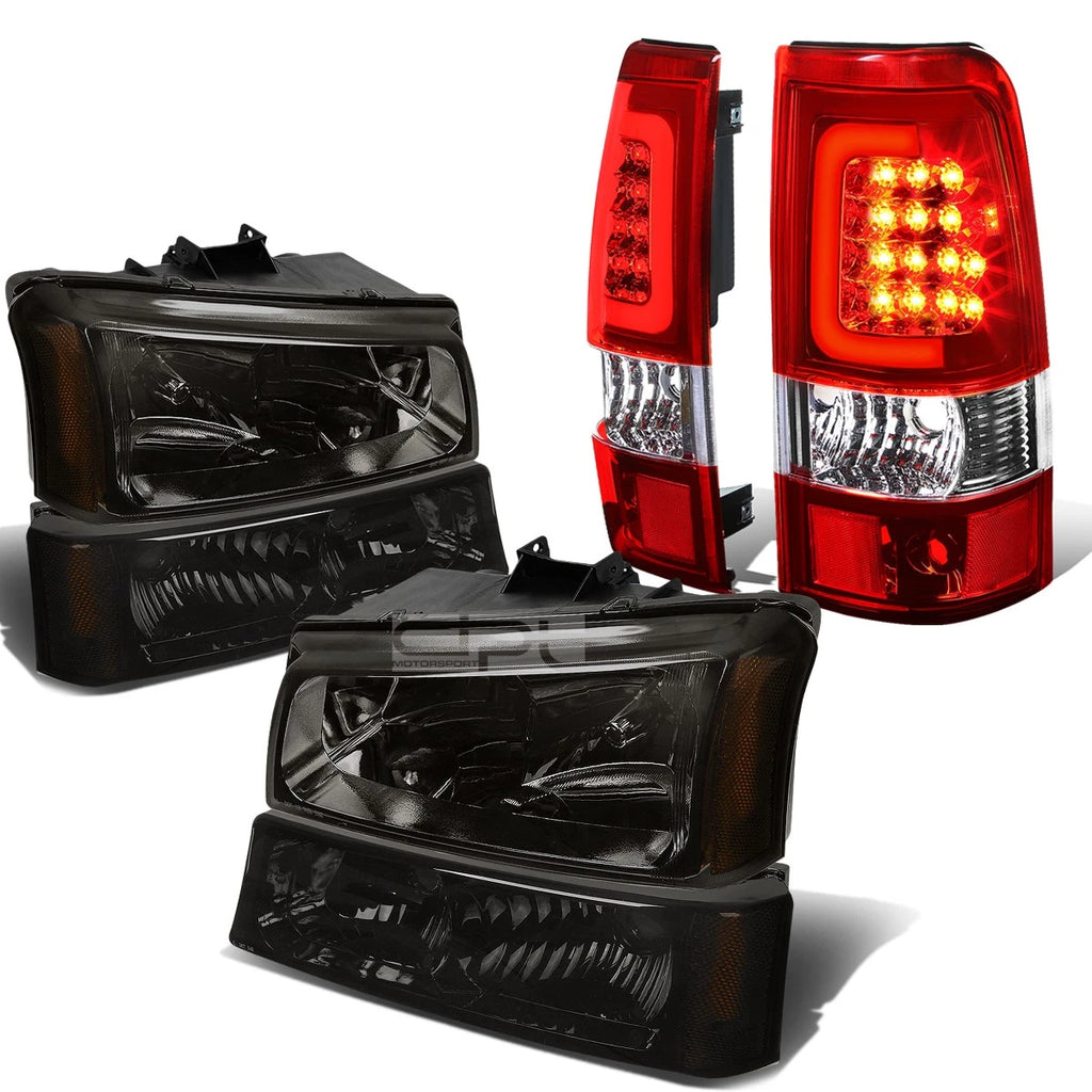 Smoked Crystal Headlight + Bumper + Red 3D LED Tail Light for Silverado (2003–2007)