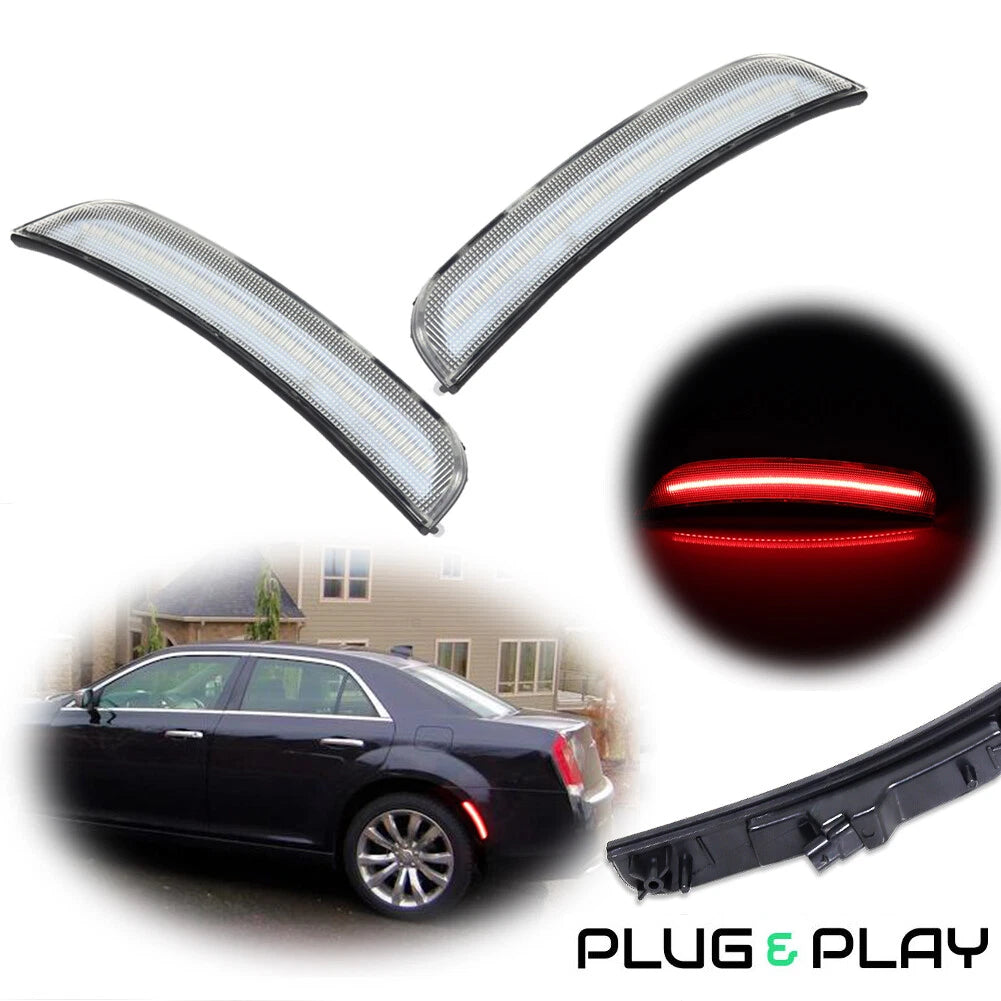 Clear Lens Red LED Rear Side Marker Lights for Chrysler 300 (2015–2023)