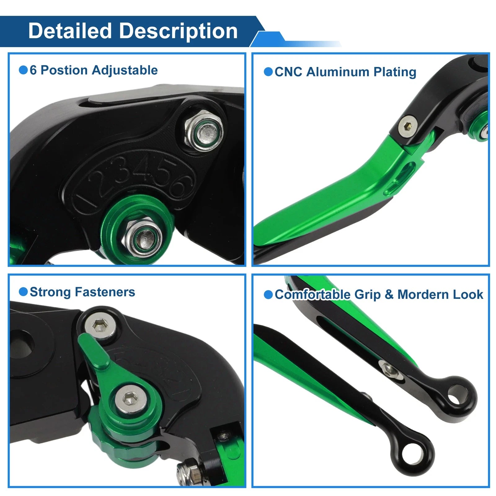 Adjustable Brake Clutch Levers for Honda CBR650R (2019–2023) Black Green