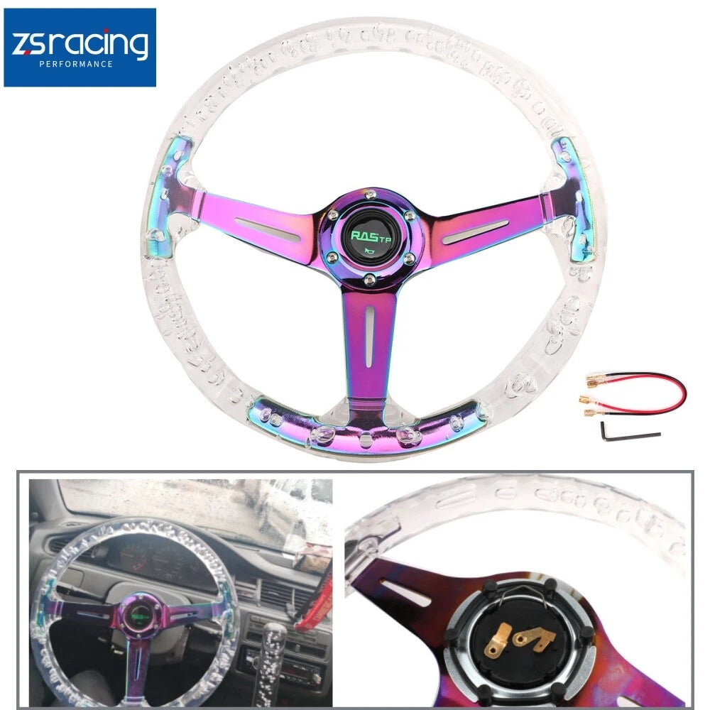 Crystal Steering Wheel 6-Holes 345mm Deep Dish Racing