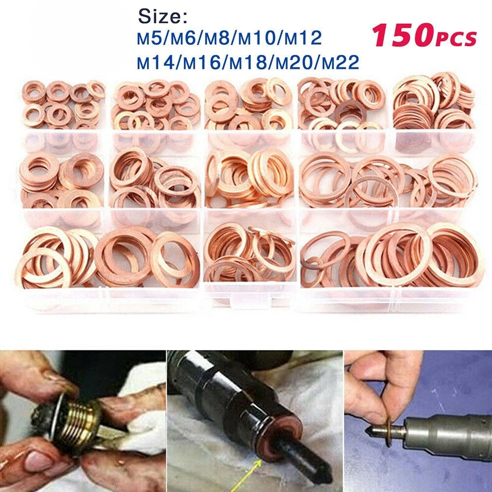 Copper Crush Washer Assortment Kit for M5M22 (150PCS)