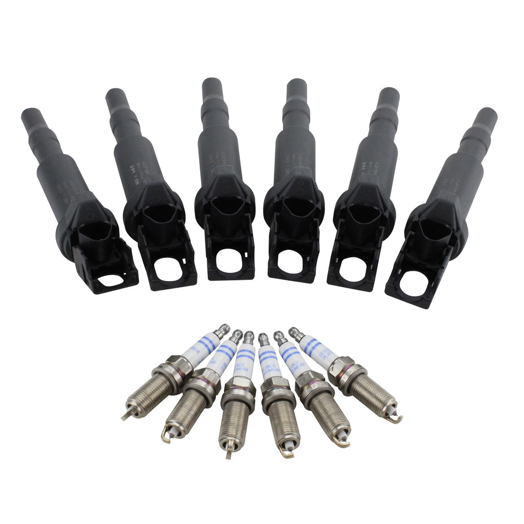 Set of 6 Ignition Coils & 6 Spark Plugs for BMW E60 E61 E85 E86 E90 E91 (2001–2013)