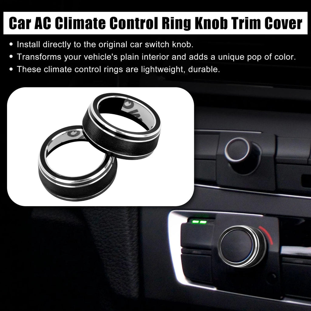 2X Black AC Climate Control Ring Knob Trim Cover for Toyota RAV4 (2019–2020)