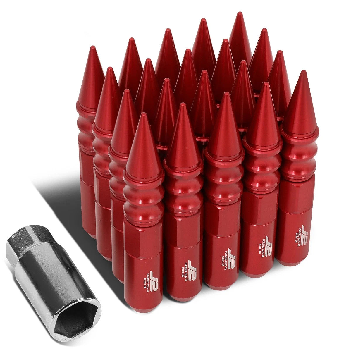 20 Pcs J2 7075 Forged Aluminum M12x1.5 Spiky Cap Lug Nuts for