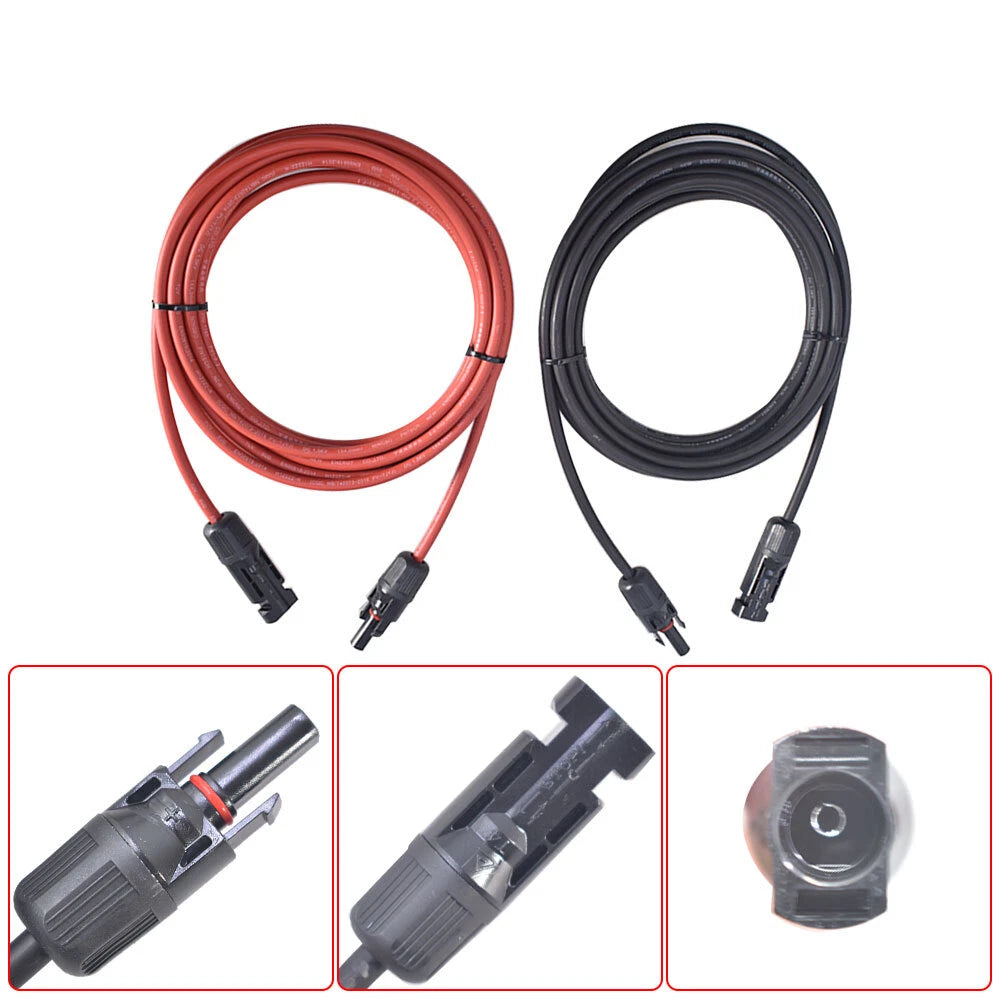 2X 10ft Solar Panel Extension Cable Wire Connector for Universal Use