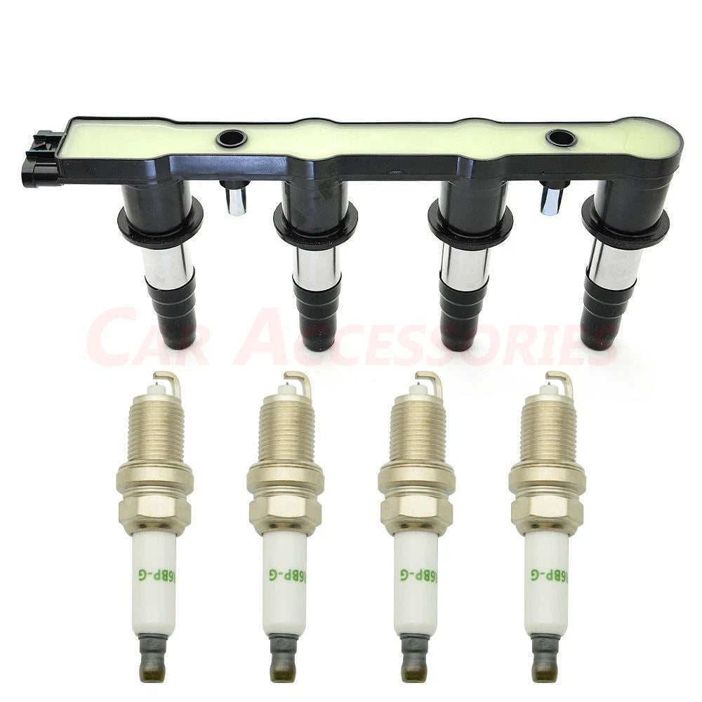 Set of 4 Ignition Coils & Spark Plugs for Chevrolet Cruze Sonic Aveo5 Pontiac G3 UF620