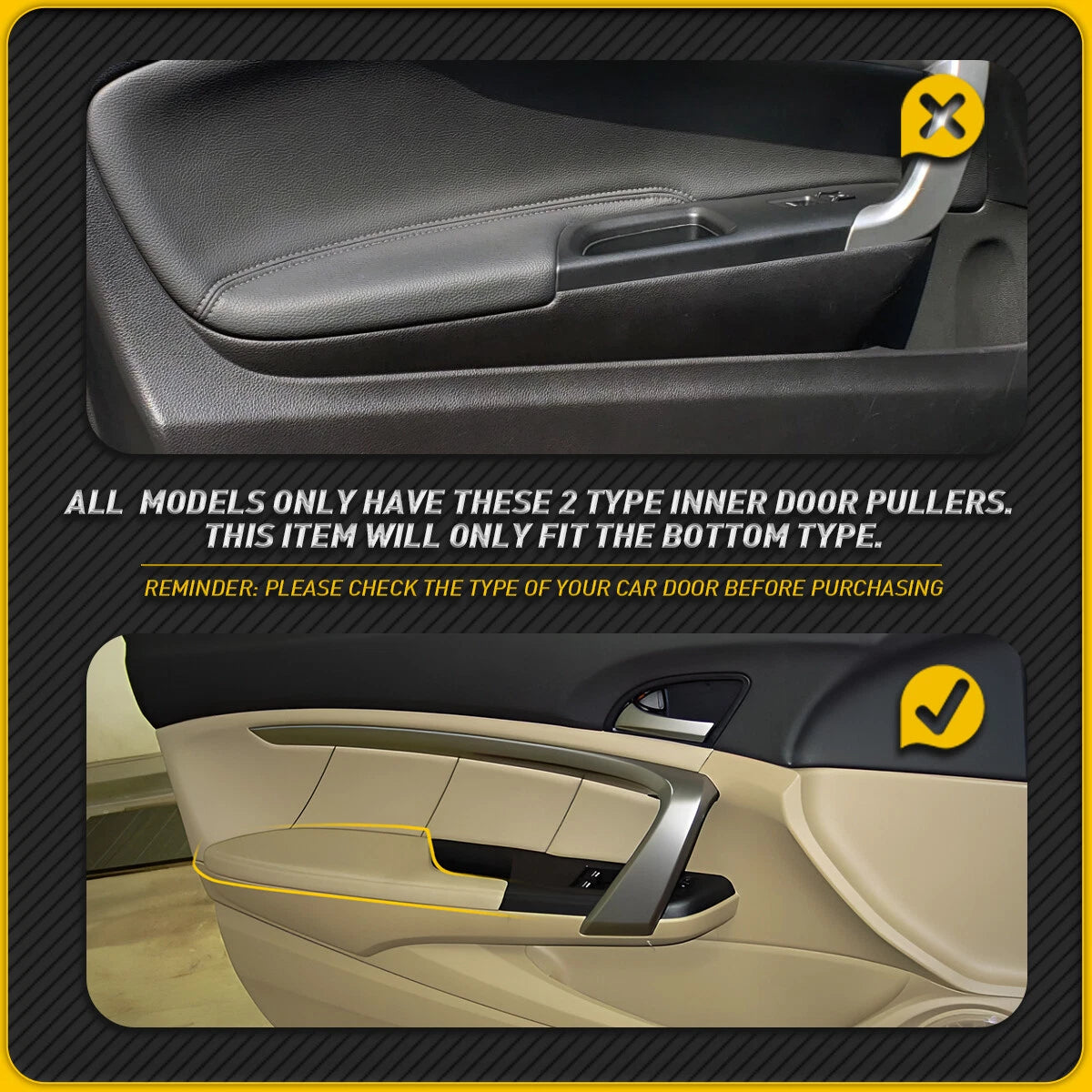Set of 2 Door Armrest Panels for Honda Accord Coupe (2008–2012) Beige
