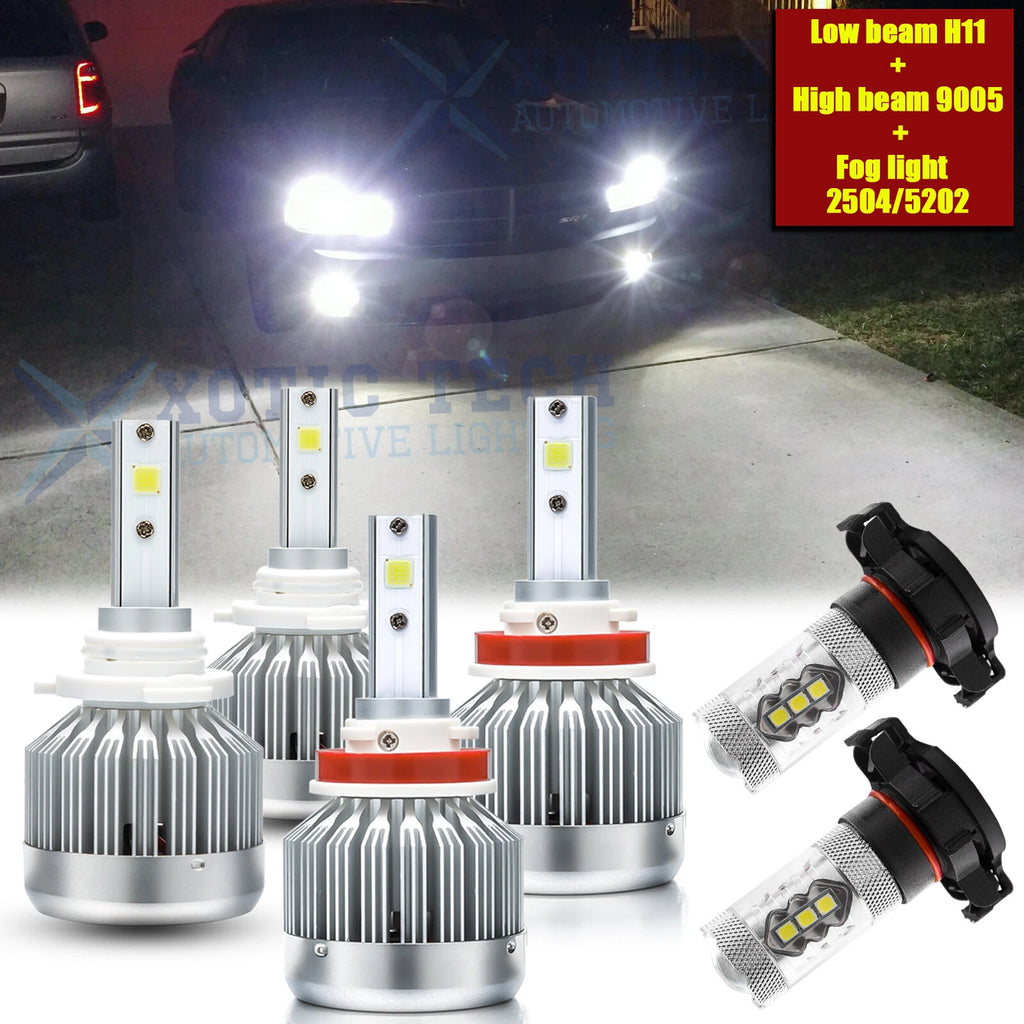 6000K White LED Headlight, Fog Light Bulbs Package for Dodge Durango (2011–2013)