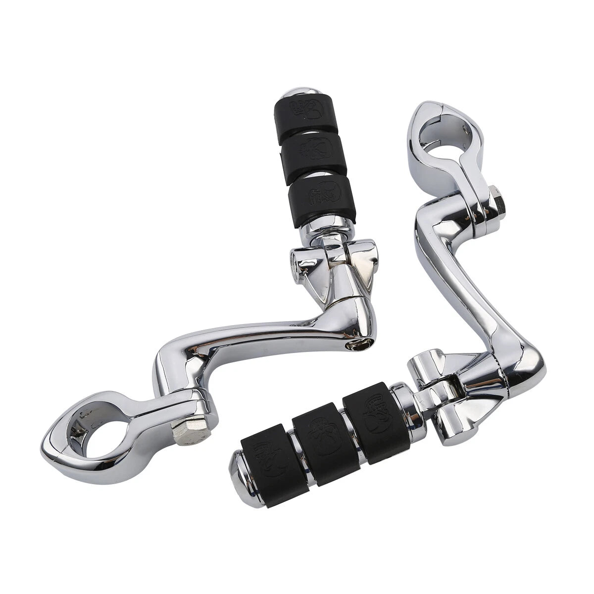 Chrome Highway Engine Guard Foot Pegs for Harley Softail Dyna (Fits 2000–2023)
