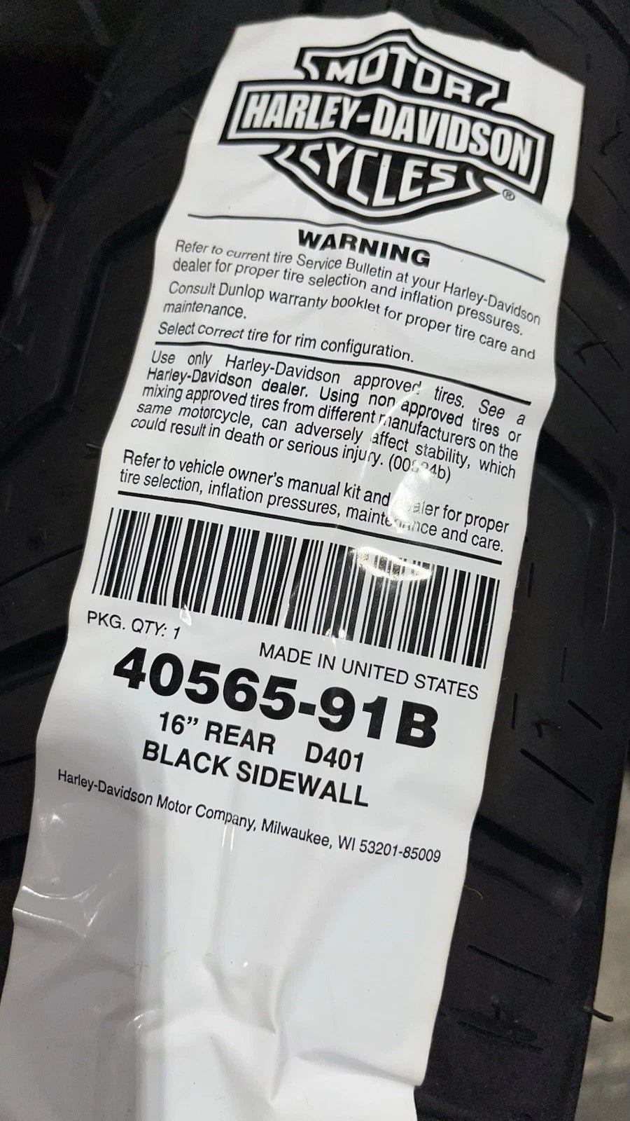 Dunlop D401 Tire 130/90B16 for Harley-Davidson XL (1981–2003) Blackwall 16"