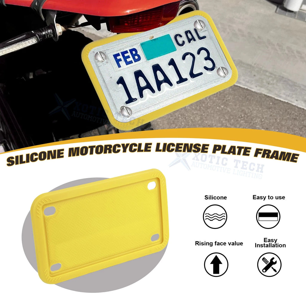 Yellow Motorcycle Silicone License Plate Frame for Universal (Universal)
