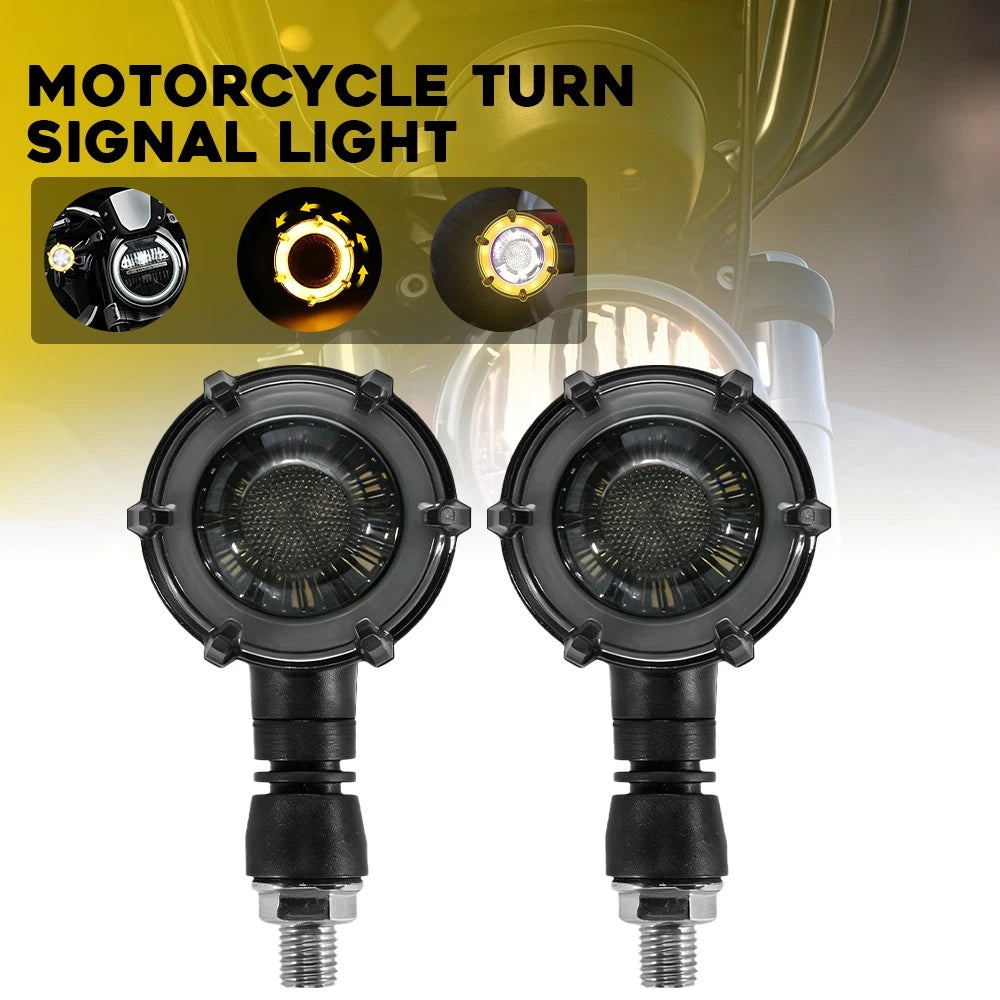 2X Turn Signal Indicator Lights for Motorcycle (Smoked Amber White)