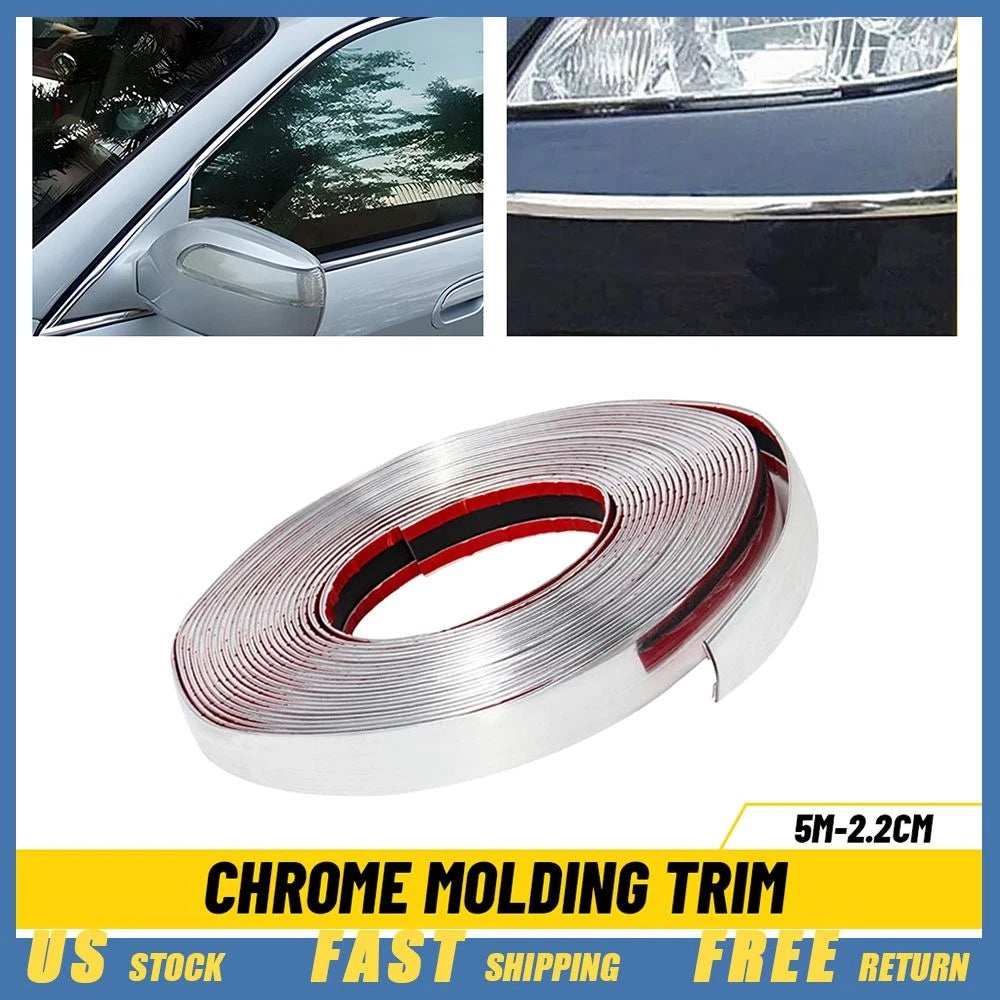 5M Chrome Door Window Guard Trim Protector Strip for Car (EXV)
