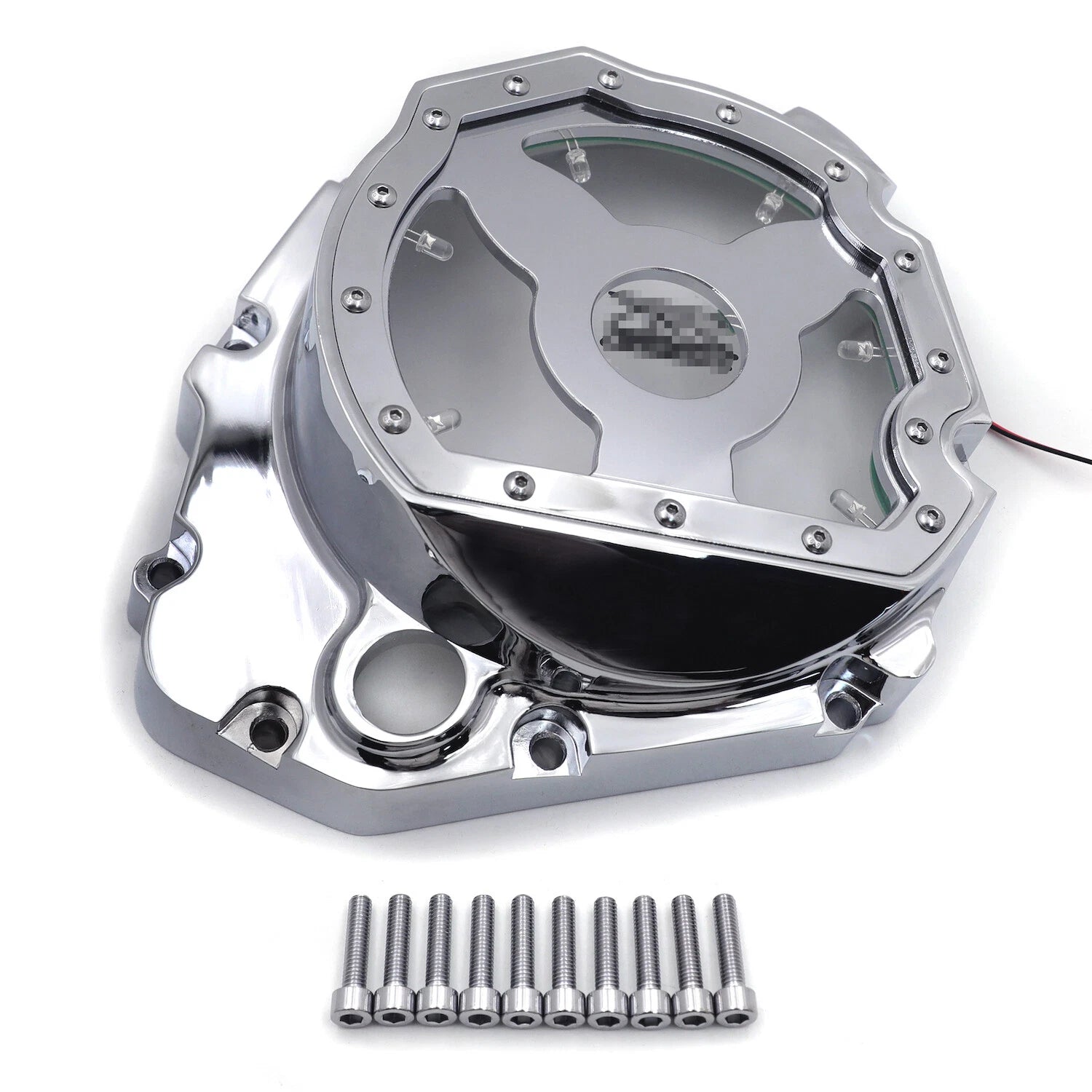 Blue LED Chrome Engine Clutch Cover for Suzuki GSXR 600 750 1000 (2001–2005)
