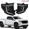 Pair of Full LED Black Headlights for GMC Sierra 1500 (2022–2024)