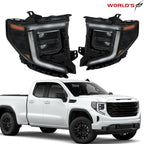 Pair of Full LED Black Headlights for GMC Sierra 1500 (2022–2024)