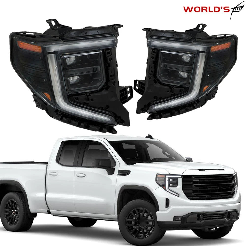Pair of Full LED Black Headlights for GMC Sierra 1500 (2022–2024)