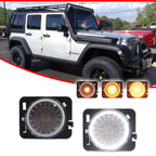 2X Clear Switchback LED Side Marker Lights for Jeep Wrangler JK (2007–2018)