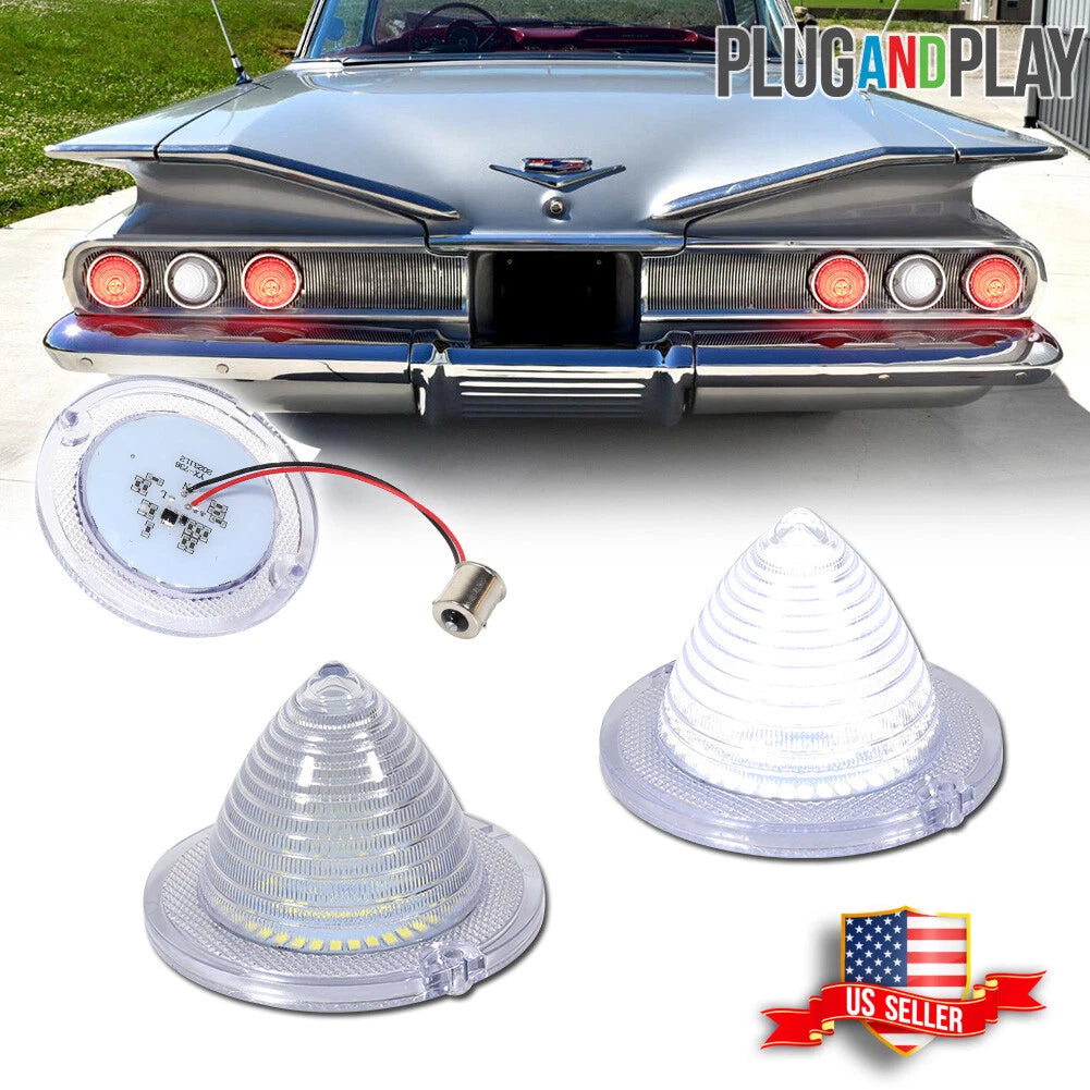 2X Clear LED Backup Lights for 1960–1961 Impala Bel Air Biscayne El Camino