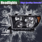 Black Chrome Headlights for Toyota Tundra, Sequoia (2007–2017)